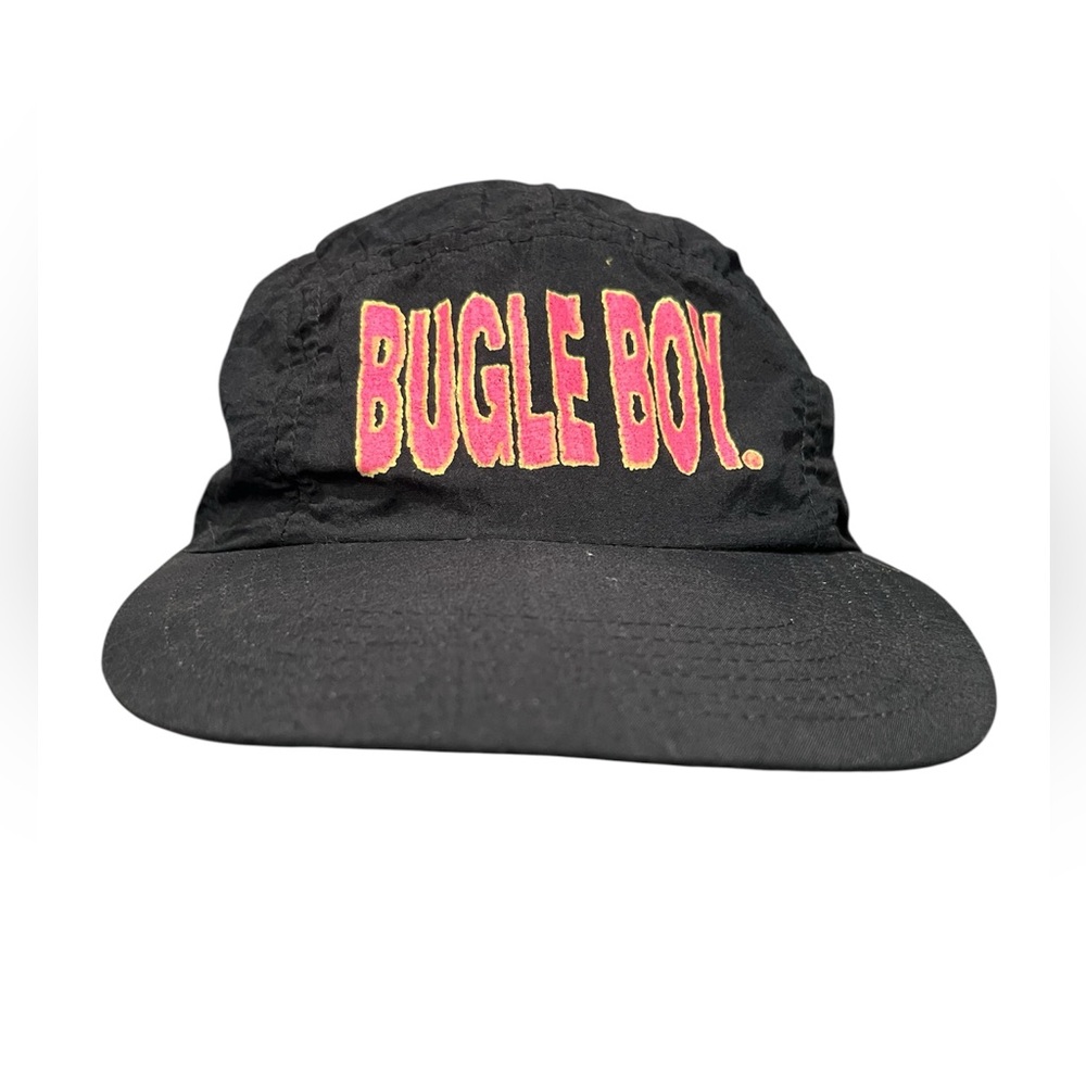 Vintage Bugle Boy Black Nylon Hat Cap 80s 90s Neon Pink - Picture 2 of 9